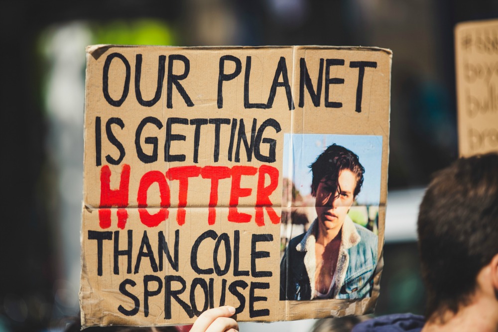 Climate change charities Cole Sprouse sign CREDIT Markus Spiske-Unsplash 2_picmonkeyed